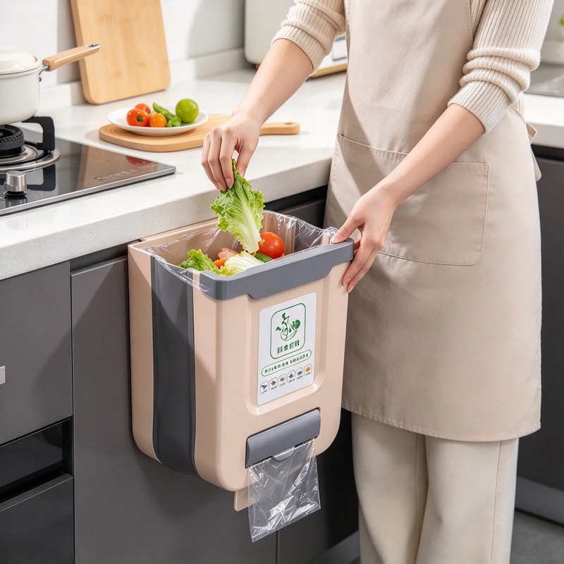 Commercial Kitchen Bin - 10L 용량의 슬림형 접이식 벽걸이형 쓰레기통,